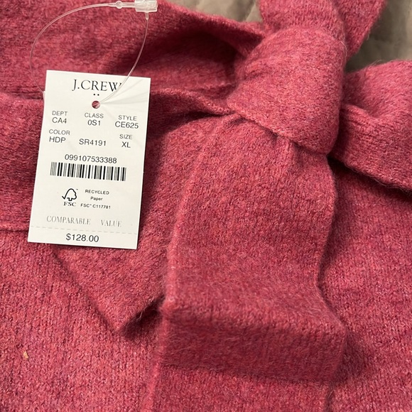 J. Crew Bow-neck Berry Sweater-Dress in Extra-Soft Yarn/NWT/XL - Picture 9 of 16